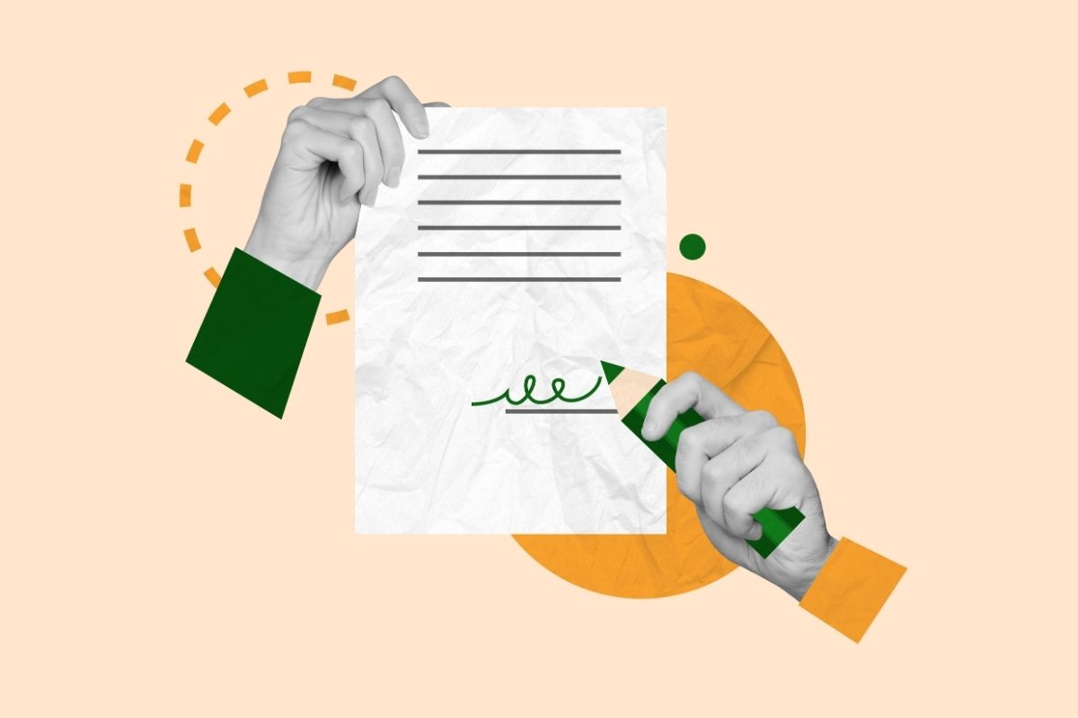 書類にサインする