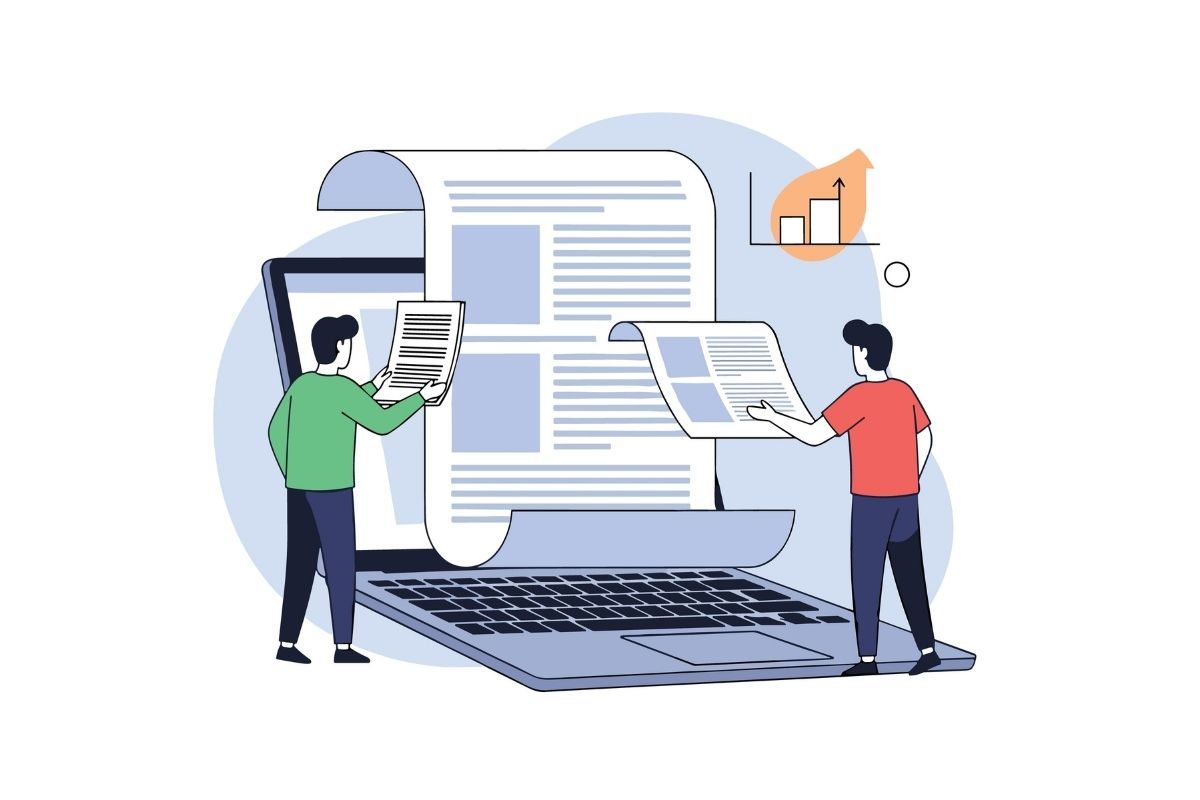 書類と男性のイラスト