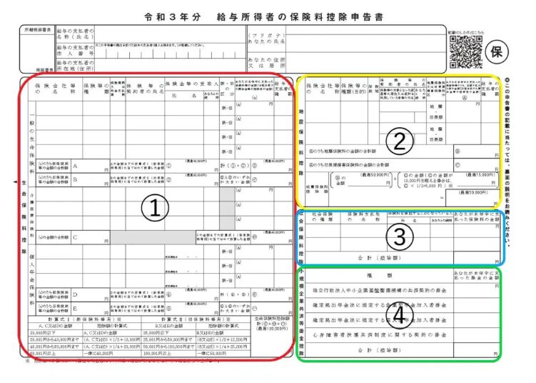 保険料控除申告書の記載例