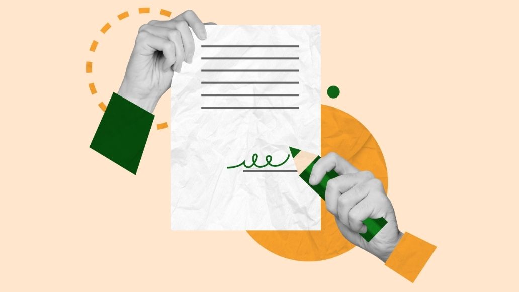 書類にサインする