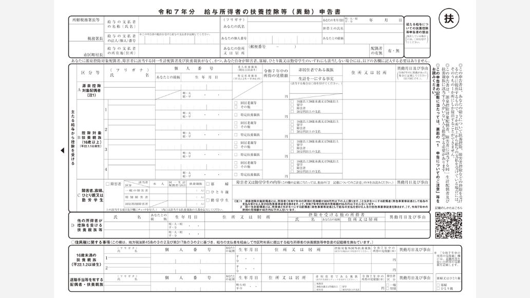 給与所得者の扶養控除等申告書