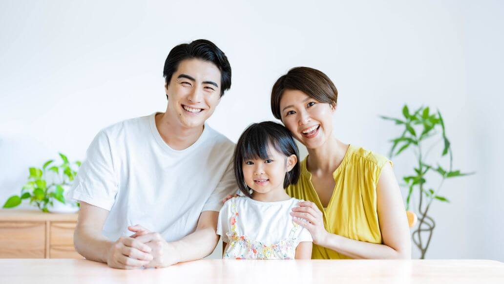 日本人3人家族のポートレート