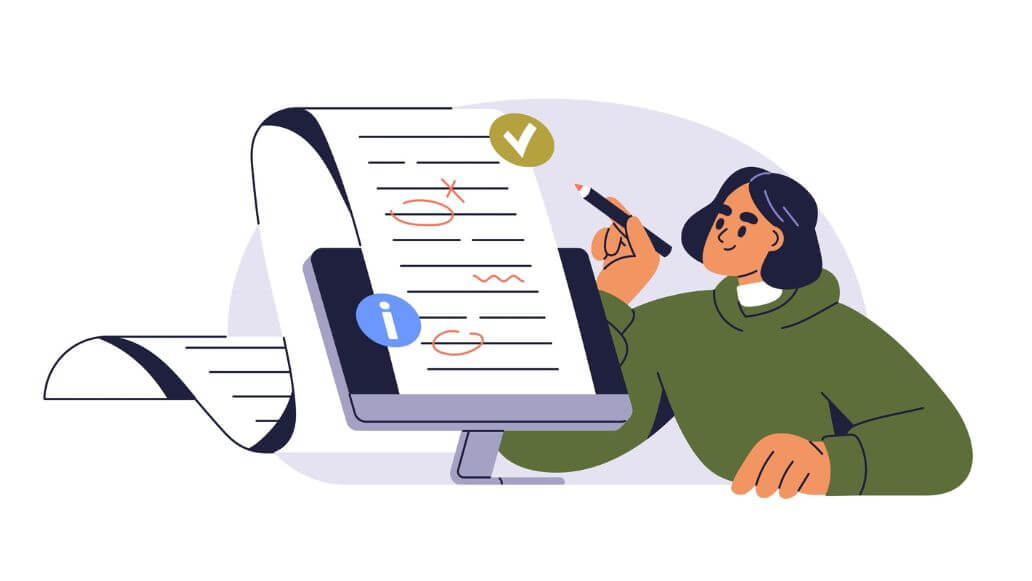 書類を訂正する女性