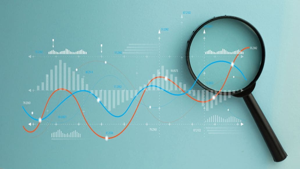 虫眼鏡とグラフ