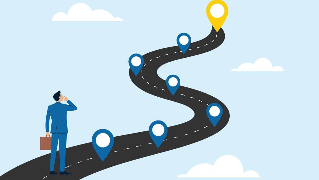 ロードマップに立つビジネスマン