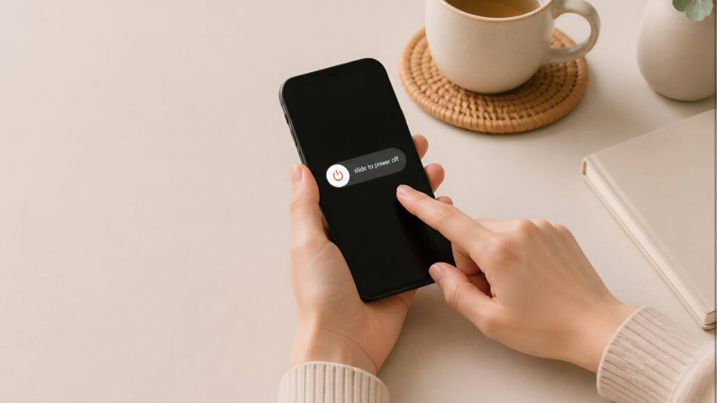 休日にスマートフォンの電源を切る女性