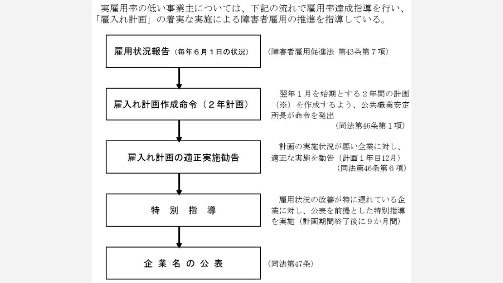 障害者雇用率達成指導の流れ